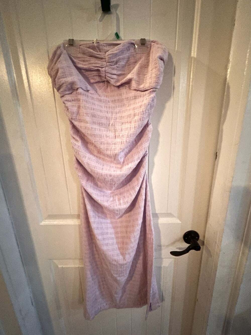 Free People Sunkissed Strapless Ruched Midi Dress in Lilac